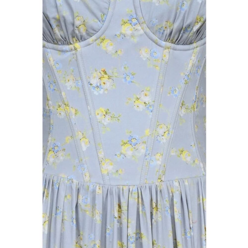 HOUSE OF CB Sz M Medium Bigger Cup Blue Dress Rona Blue Floral Corset - Picture 11 of 11